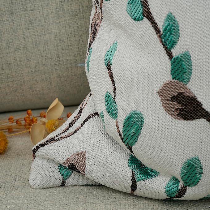 YOUR SMILE Classical Embroidery Jacquard Green Square Decorative Throw Pillow Case Cushion Cover,12x20 inch-Ruum Studio Home