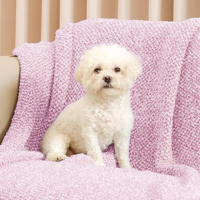 Snuggle Sac Lilac Throw Blanket for Couch, Super Soft Warm Blankets Cozy Knit Fuzzy Lightweight Throws for Sofa, Bed, Living Room, Heather Lilac, 50x70 inches-Ruum Studio Home