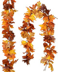 DearHouse 2 Pack Fall Maple Leaf Garland - 5.9Ft/Piece Hanging Vine Artificial Autumn Foliage for Thanksgiving, Home, Wedding, Fireplace, Party, Christmas Decor (Light Orange)-Ruum Studio Home