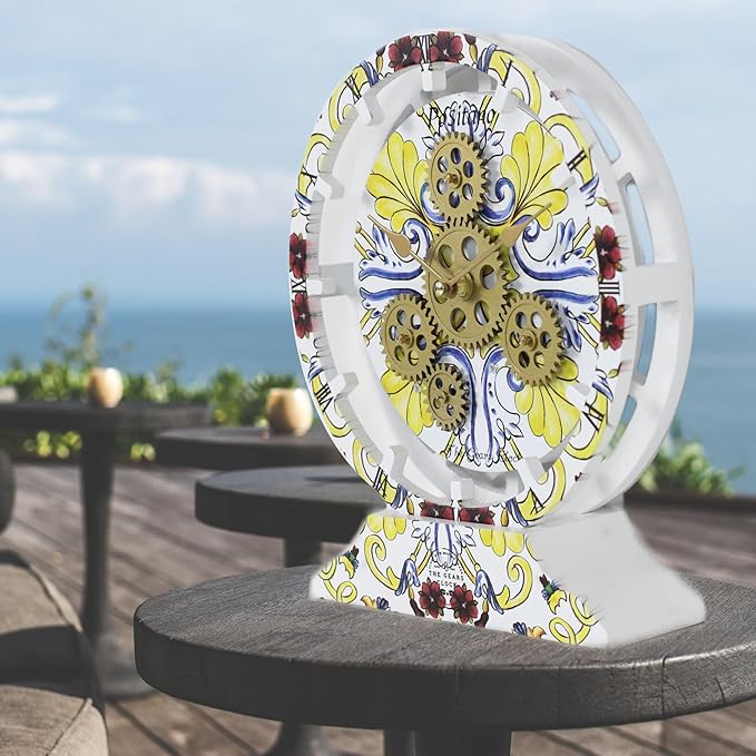 The Gears Clock Wall Clock Italy Collection with Moving Gears (Positano, 10 inch Round)-Ruum Studio Home