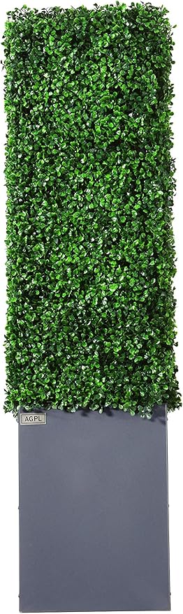 AGPL Upgraded Artificial Boxwood Hedge Wall with Gray Color Planter Room Divider and Privacy Wall Backdrops (48" H 48" W 12" D)-Ruum Studio Home