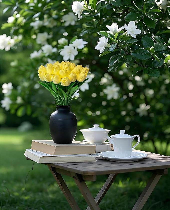 15pcs Artificial Tulips Flowers Real Touch Latex Bouquet Fake Tulips for Office Wedding Party Home Kitchen Garden Decoration-Ruum Studio Home