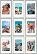 Vittanly 11x17 Picture Frames Set of 9, Shatter Resistant Plexiglass, Display 8x12 Pictures with Mat or 11x17 without Mat, Photo Frames for Wall Mount, Engineered Wood, Grey-Ruum Studio Home