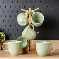AmorArc 12oz Coffee Mugs, Ceramic Coffee Mugs set of 6 for Man, Woman, Dad, Mom, Modern Coffee Mugs with handle for Latte/Cappuccino/Milk/Cocoa. Dishwasher&Microwave Safe, Olive Green-Ruum Studio Home