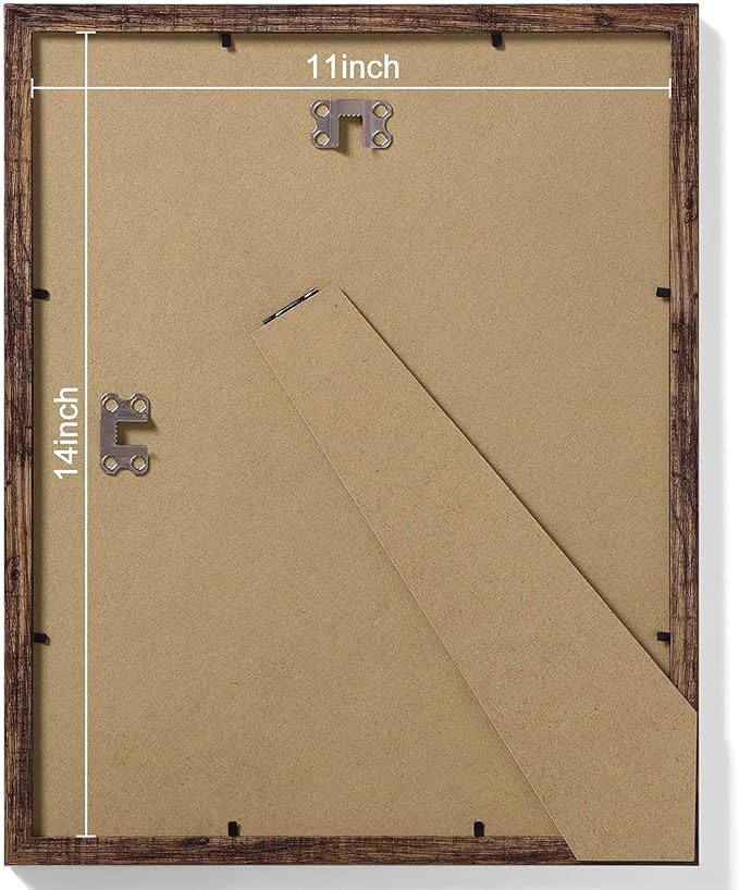 Vittanly 11x14 Picture Frames Set of 9, Shatter Resistant Plexiglass, Display 8x10 Pictures with Mat or 11x14 without Mat, Photo Frames for Wall or Tabletop, Engineered Wood, Brown-Ruum Studio Home