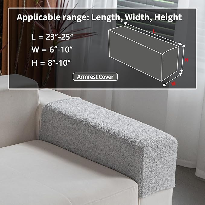 Couch Cushion Covers for Sectional Sofa, Stretch Soft Sofa Slipcovers Washable Wear-Resistant Universal Furniture Protector for Living Room(1 Piece Armrest Cover, Light Gray)-Ruum Studio Home