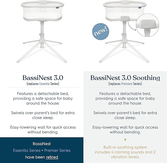 HALO BassiNest Soothing Swivel Sleeper 3.0S – Over-Bed Baby Bassinet with 360 Rotation, Adjustable Height, Breathable Mesh, Calm Sounds & Vibrations, Safe Close Sleeping, Lowering Wall for Easy Access-Ruum Studio Home