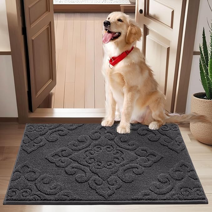 COSY HOMEER-Door-Mat-Non-Slip-Entryway-Rug 24”x36” Absorbent Welcome Mats Washable Dirt Trapper Door Mat Entrance Floor Mats for Front Back Doormats and Wet Shoes,Dark Grey-Ruum Studio Home