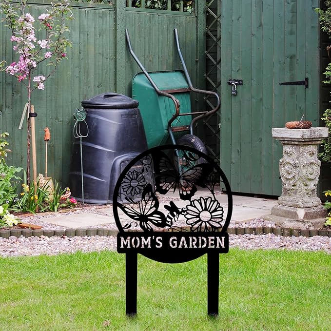 Personalized Butterfly Garden Metal Sign with Stake, Custom Address Plaque Yard Name Sign, Farmhouse Decorations-Ruum Studio Home