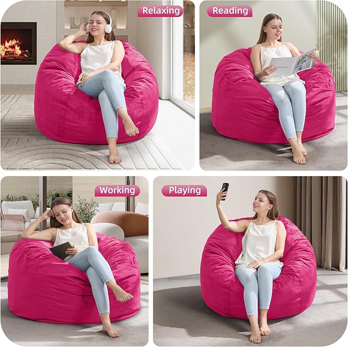 Hobestluk 3FT Bean Bag Chair Giant Bean Bag Chairs for Adults Large Bean Chairs with Removable Cover, Beanbag Chair with Filler, Adult Bean Bag Chairs for Living Room, Bedroom-Ruum Studio Home