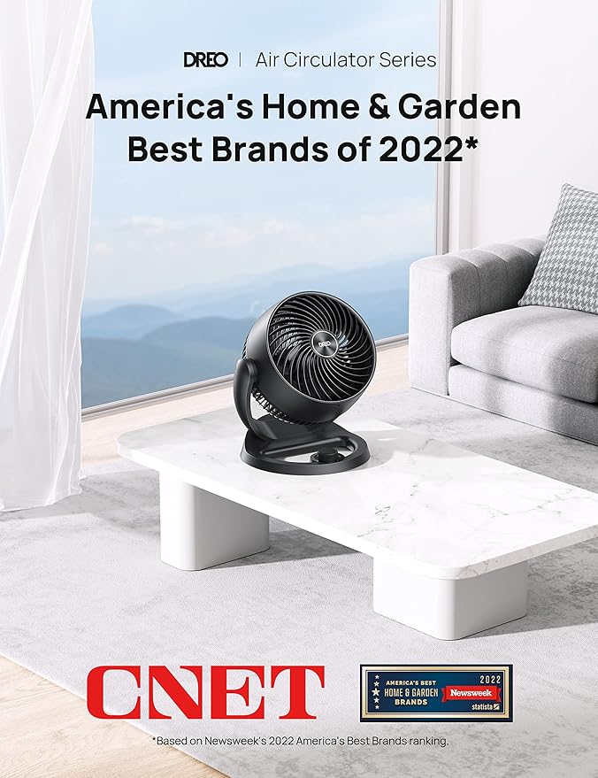 Dreo Smart Tower Fan WiFi Voice Control, Compatible with Alexa/Google & Fans for Home Bedroom, Table Air Circulator Fan for Whole Room, 12 Inch, Black-Ruum Studio Home