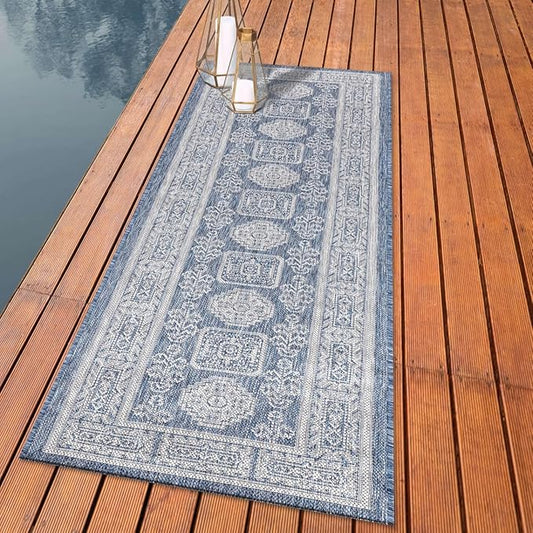 Keen Home Design Terrace Outdoor Runner Rug - 2x8 Washable Indoor/Outdoor Rug for Patio, Kitchen, Balcony, Beach, Garden, Deck and Porch, Size: 2'2"x7'7"-Ruum Studio Home