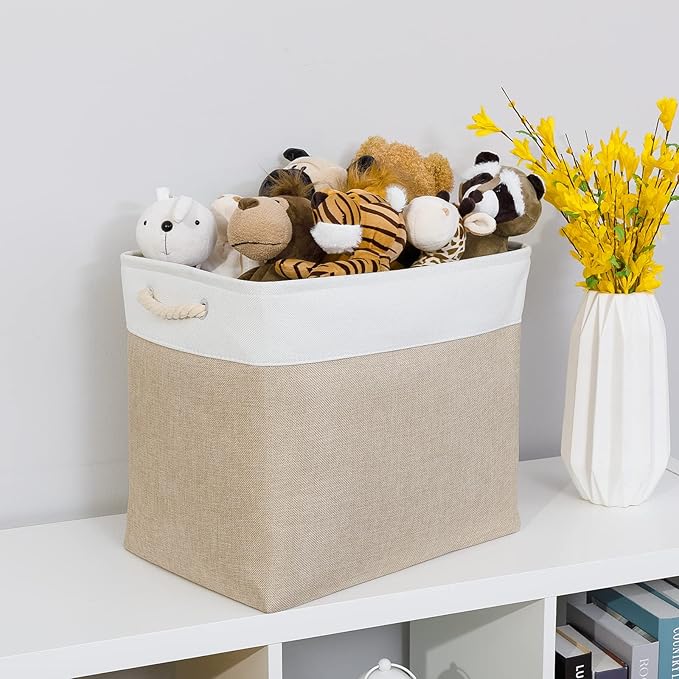 Bidtakay Storage Baskets for Shelves 17x12x15 in Beige Clothes Bins Storage for Closet Set of 2 Large Organization Baskets for Bedroom Blankets Dog Toy Basket Nursery Baby Baskets with Handles-Ruum Studio Home