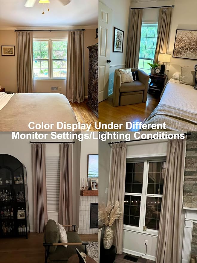 Vision Home Sand Pinch Pleated Full Blackout Curtains Linen Blended Room Darkening Window Curtains 108 inch for Living Room Bedroom Thermal Insulated Pinch Pleat Drapes with Hooks 60" Wx108 Lx1-Ruum Studio Home