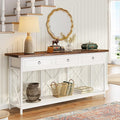 Tribesigns 70.8" Console Table with 3 Drawers, Farmhouse Entryway Table with Storage Shelf, Narrow Long Sofa Foyer Table for Entryway, Hallway (White/Brown)-Ruum Studio Home