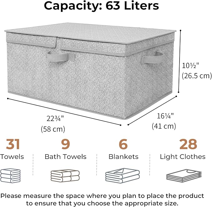GRANNY SAYS Fabric Storage Bin with Lid, Decorative Storage Box, Extra Large Storage Baskets, Closet Organizer, Gray, 1-Pack-Ruum Studio Home