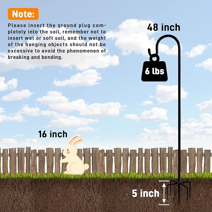 Shepherd Hooks Outdoor 48 Inches for Lanterns Heavy Duty Shepherd Stand Plant Hanger Yard Hooks for Solar Lights,Bird Feeder,Wedding,Mason Jar,Planter Pot,Adjustable Height-Ruum Studio Home