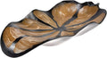 AeraVida Nature Inspired Handcarved Curvy Leaf Shaped 2-Tone Stained Wooden Serving Bowl or Dish for Tropical Chic Home Décor & Kitchen Accessories-Ruum Studio Home