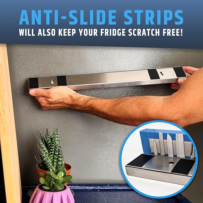 Premium Magnetic Knife Holder for Refrigerator that Doesn't Slide – 17 Inch Professional Double Sided Knife Strip for Fridge - Knife Rack/Knife Bar With Powerful Magnetic Pull Force (Upgraded Version)-Ruum Studio Home
