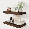 12 Inch Deep Floating Shelves, 24 x 12 Floating Shelf for Books, Rustic Wood Deep Wall Shelves for Home Storage & Display, 2" Thicked Shelves for Kitchen, Living Room, Bedroom, Rustic Brown, 2 Pack-Ruum Studio Home