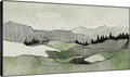 SIGNWIN 36"x60" Extra Large Framed Wall Art Green Line Art Mountain Landscape Illustration for Home Living Room Bedroom Decor (Frame Assembly Required)-Ruum Studio Home