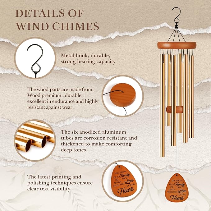 40th Wedding Anniversary Wind Chime, Happy 40th Anniversary Romantic Gifts for Couple, Parents, Wife, Husband, Friends, Ruby Wedding Anniversary's Keepsake Gifts Ideas-Ruum Studio Home