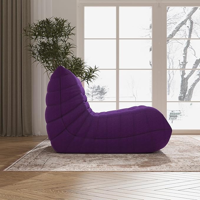 Bean Bag Chair, Fireside Chair Bean Bag Sofa Large Bean Bag Chair for Adults, Bean Bag Chairs for Teens with High Density Comfortable Foam, Memory Foam Bean Bag for Living Room, Bedroom (Purple)-Ruum Studio Home