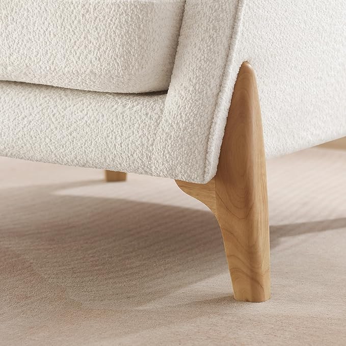 Accent Chair 31" Oversized Reading Chair Comfy Upholstered Boucle Lounge Armchair, Modern Living Room Chair with Back Pillow,Single Sofa Chair for Bedroom, Office (Beige)-Ruum Studio Home
