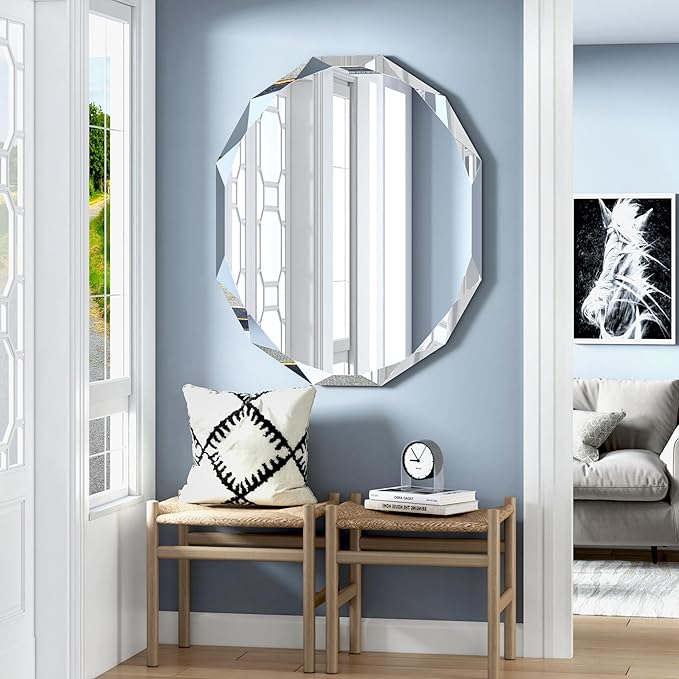 Bathroom Mirrors for Over Sink, Round Frameless Mirrors for Wall, 30x36 Inch Beveled Bathroom Mirror, Bathroom Vanity Circle Mirror for Bedroom Living Room Entryway Home Decor-Ruum Studio Home