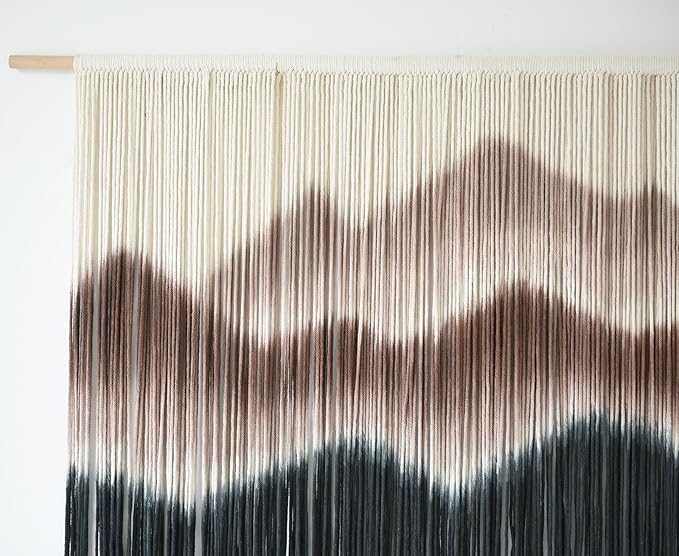 IOWER Macrame Wall Hanging 57" W x 35" L Brown Mountain Dip-Dyed Macrame Wall Decor Large Modern Fiber Art Boho Wall Decor-Ruum Studio Home
