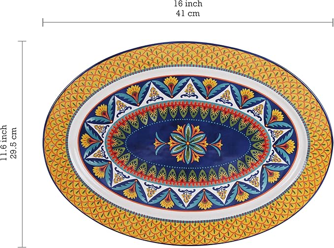 Bico Havana 16 plus 14 inch Oval Platters Set, Set of 2, Microwave and Dishwasher Safe, for Serving Fish, Chicken, Turkey-Ruum Studio Home