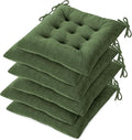 OVOV Chair Cushions for Dining Chairs Set of 6 Tufted Indoor Chair Pads with Ties Soft Square Seat Cushions for Kitchen Chairs 15.5"x15.5",Green-Ruum Studio Home