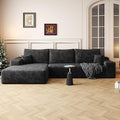 108" Sectional Couches for Living Room Modern Modular Sofa with L-Shape Couchs Upholstered Boneless Couch Deep Seat Sectional Couch with Chaise (Black, Left Facing Chaise+2Seaters)-Ruum Studio Home