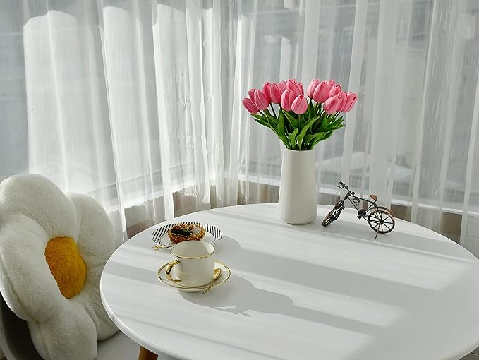 Mandy's Artificial Tulips 20 Stems Pink PU Faux Flowers for Wedding Home Decor 13.5 Inch-Ruum Studio Home