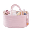 Baby Diaper Caddy Organizer for Girl Boy Rope Nursery Storage Bin Basket Portable Holder Tote Bag for Changing Table Car Travel Baby Shower Gifts Newborn Essentials Registry Must Have Items Pink-Ruum Studio Home