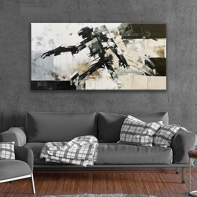 TAIJXAGSG Large Wall Art For Living Room Cool Robot Modern Minimalist Abstract Wall Art Canvas Painting Prints Black White Canvas Art Wall Decor Picture For Bedroom Office Home Wall Decor 29"X58"-Ruum Studio Home