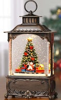 Christmas Tree Snow Globe Lantern Christmas Decorations Gifts Auto Snowfall Glitter Music Collection Snowman Train Candy Cane with 6H Timer USB/Battery Powered 10.2 inch-Ruum Studio Home