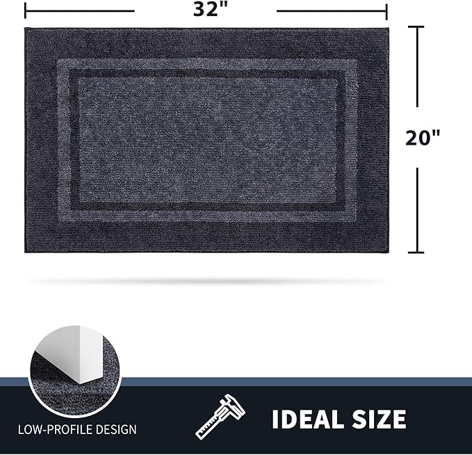 PURRUGS Dirt Trapping Door Mat 20" x 32", Non-Slip/Skid Machine Washable Entryway Rug, Shoes Scraper, Area Rug, Super Absorbent Welcome Mat for Muddy Wet Shoes and Paws, Bluish Grey & Charcoal-Ruum Studio Home