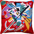 Kandinsky Modern Couch Pillow Cover - Red Painting | Abstract Toss Pillow | Modern Chair Cushion| Contemporary Pillow | Mid Century Chair Cushion | Hand Embroidered Pillow | Wool Size 18x18-Ruum Studio Home