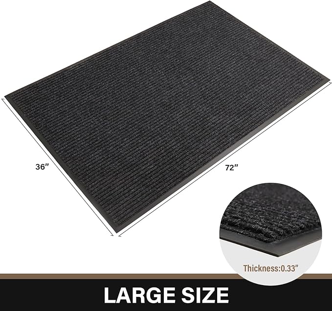 Large Front Door Mat, 72" x 36" Durable Front Doormat, Heavy Duty Large Welcome Door Matt for Home Entrance, No Slip Rubber Low Profile Door Mats for High Traffic Area-Ruum Studio Home