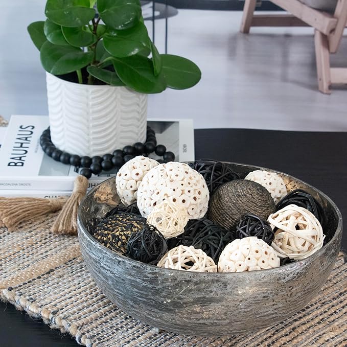 ANDALUCA Decorative Balls Bag Bowl Filler Home Decor (Black & White)-Ruum Studio Home