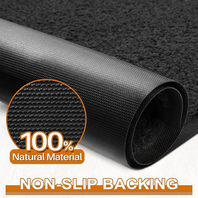 Mibao Dirt Trapper Door Mat for Indoor Outdoor, Waterproof All-Season, All-Weather Doormat, Heavy Duty Non-Slip Entrance Rug, Low Profile Absorbent Entrance Mat Carpet, 32" x 20", Black-Ruum Studio Home