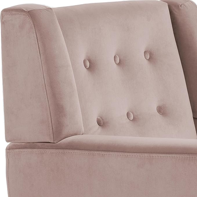 UIXE Accent Chair, Velvet Upholstered Armchair for Living Room, Modern Club Arm Chairs Comfy Single Sofa Button Tufted Bedroom Reading Seat - Skin Pink, Set of 1-Ruum Studio Home