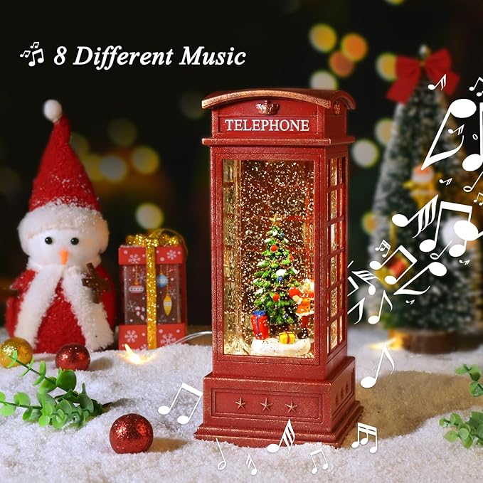House & Garden Decoration,Christmas Lantern with 8 Pieces of Music,Sparkling Crystal Keep Circling Around The Snowman Families Music Box as a (Christmas Child)-Ruum Studio Home