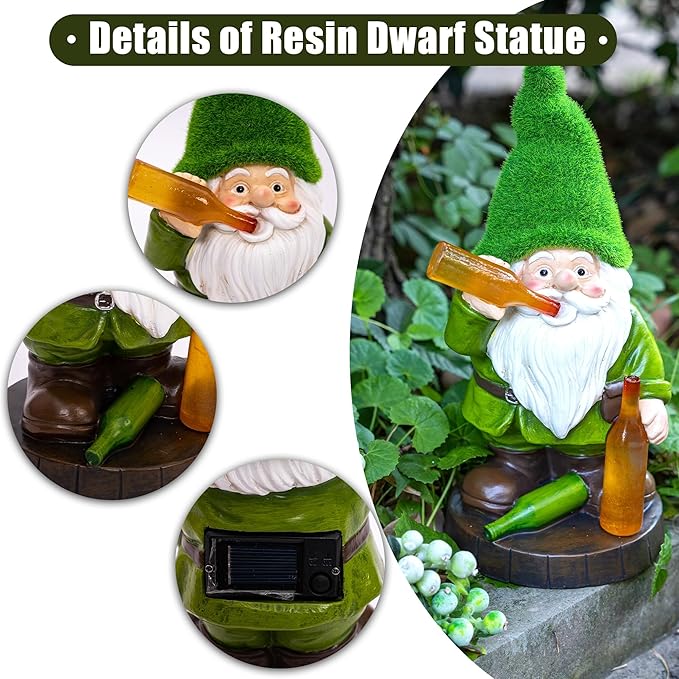 Topadorn Solar Gnome Garden Decor, Garden Gnome Sculptures with Solar LED Lights, 12'' Resin Outdoor Figurine for Yard Patio Decor Lawn Ornaments Porch Gifts-Ruum Studio Home