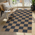 Lahome Checkered Easy Jute Indoor Outdoor Carpet, 3x5 Washable Rugs for Entryway Living Room Farmhouse Area Rug, Non Slip Blue Checkerboard Indoor Door Mat for Entry Patio Deck-Ruum Studio Home