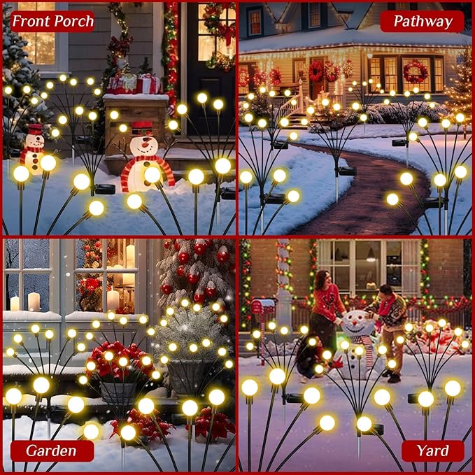 Solar Firefly Lights Outdoor, 8 Pack, Warm White, Swaying, Waterproof, Garden Decor for Yard Patio Pathway Lawn, Gardening Gifts-Ruum Studio Home