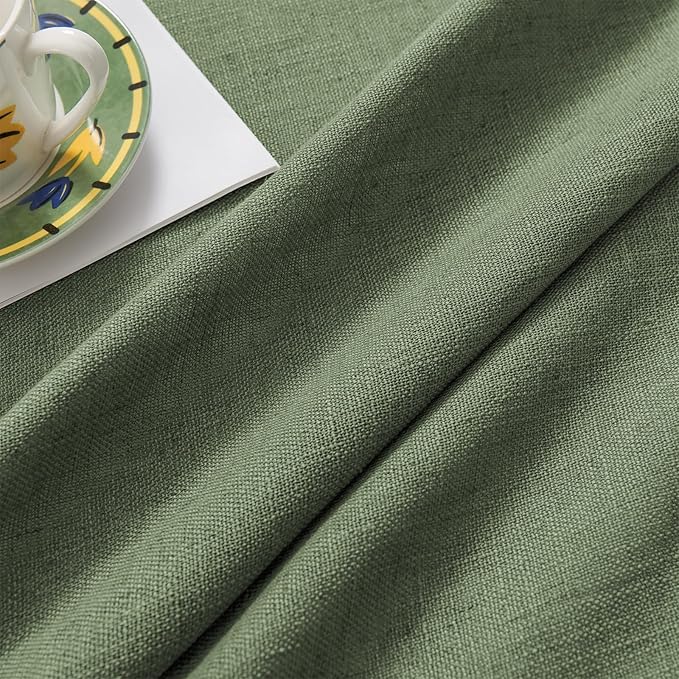 Joydeco Linen Curtains 90 Inch Length 2 Panel Sets,Light Filtering Curtains for Bedroom 52 Inch Wide Living Room Drapes with Back Tabs & Rod Pockets (W52 x L90 Inch, Loden)-Ruum Studio Home