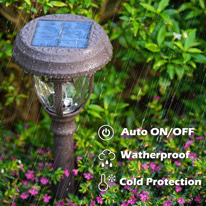 LeiDrail Solar Lights Outdoor Pathway, 6 Pack LED Glass Metal Solar Garden Lights with 2 Modes, Garden Decor for Yard Patio Landscape Walkway-Ruum Studio Home