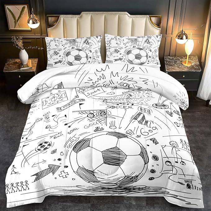 Football Sports Comforter Sets for Boys Twin,Soccer Comforter Sport Bedding for Boys Room,Gaming Bed Soccer Bedding Twin Set,Games Quilt Bedroom Bed Decor Kids and Teen-Ruum Studio Home